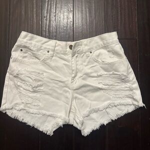 Billabong White Frayed Jean Shorts